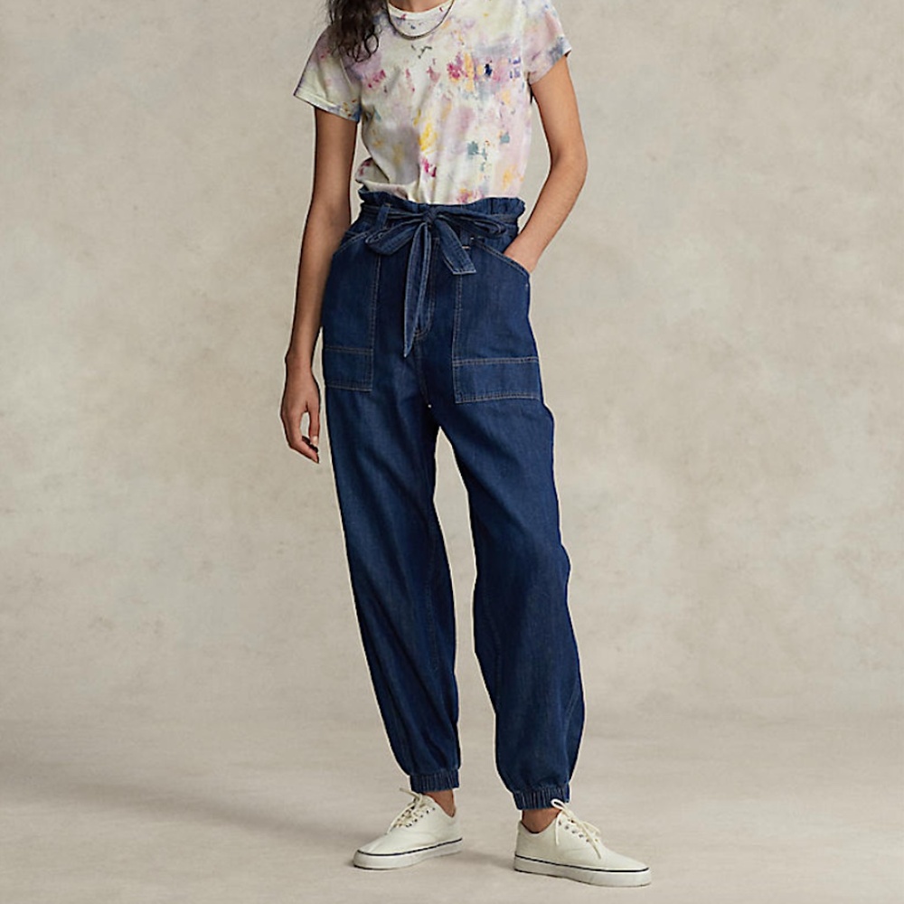 Polo Ralph Lauren Belted Denim Jogger Cargo Pant, Size 27, NWT